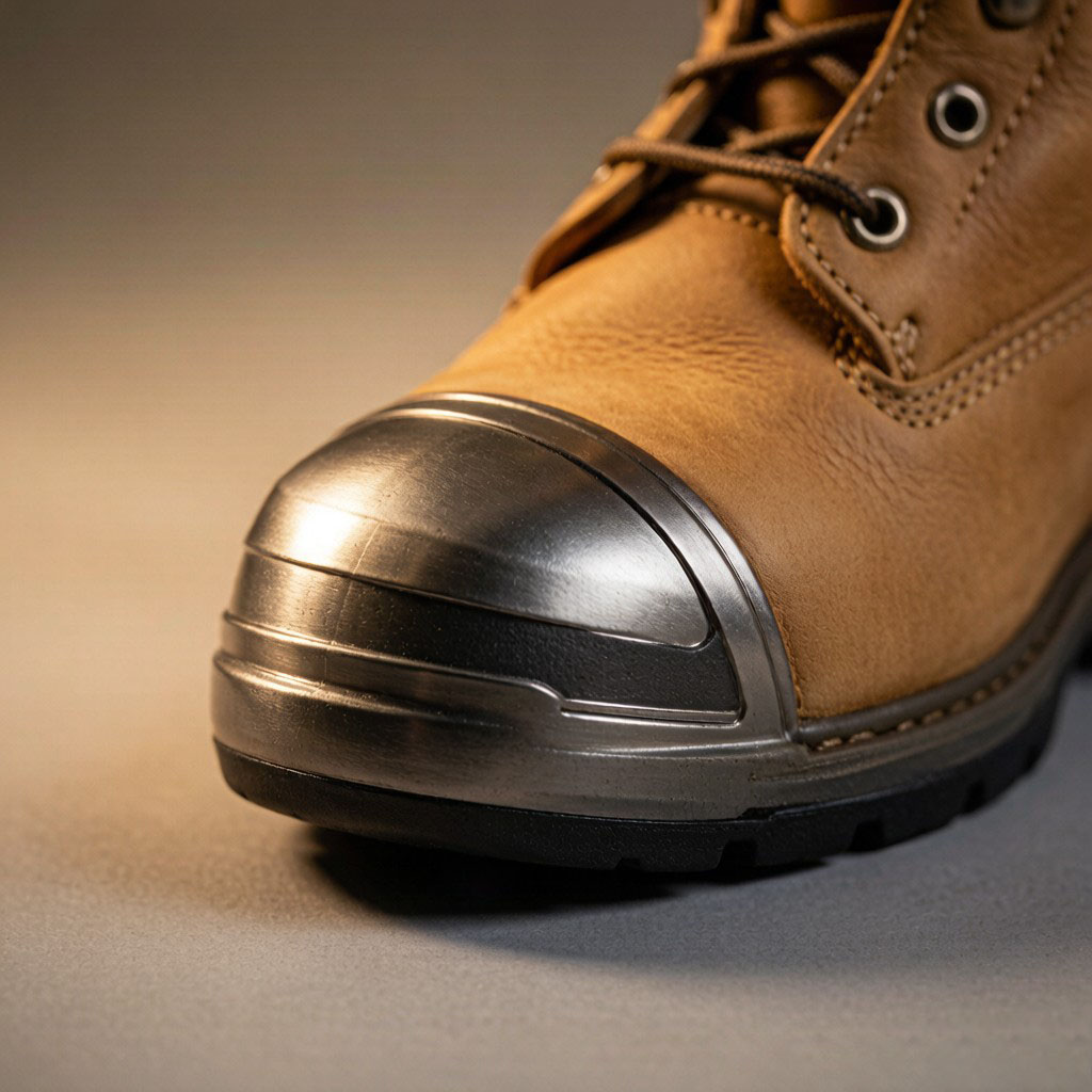 Detalle de punta de seguridad de bota